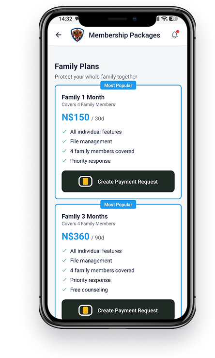 Ngumu's Eye membership packages screen